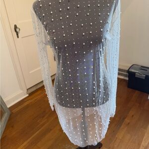 Sheer White Pearl-Embellished Dress